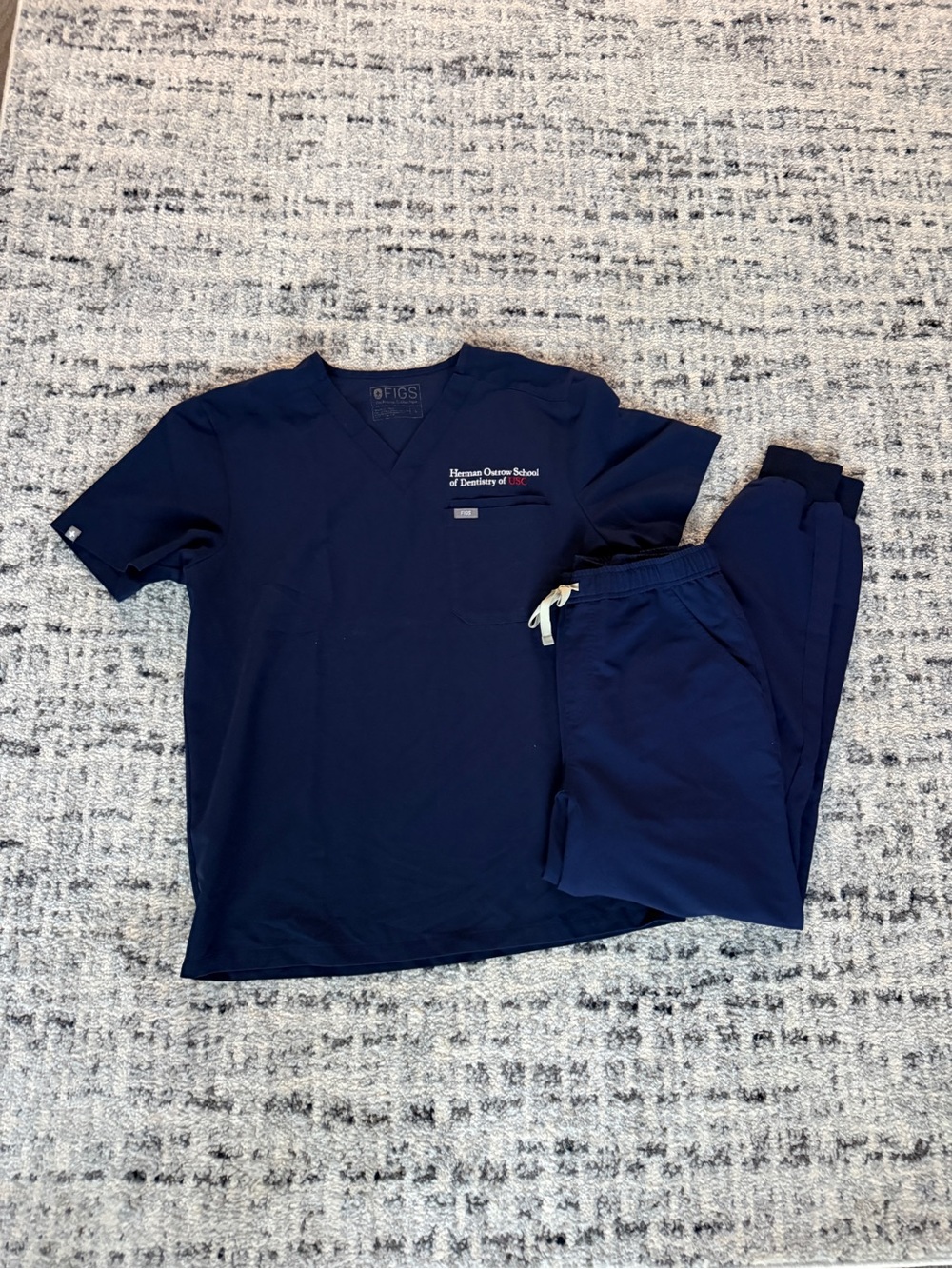 Figs Navy Medical Scrub Top with Embroidered USC Logo